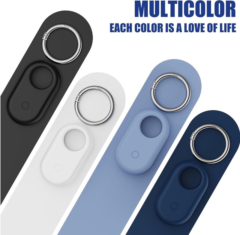 4-Pack Holder for Samsung Galaxy SmartTag 2 Case, Silicone Protective Case for Galaxy Smart Tag 2 with Keychain for Pets, Keys, Luggage, Backpacks and More (Black/Navy Blue/White/Light Blue) - Image 2